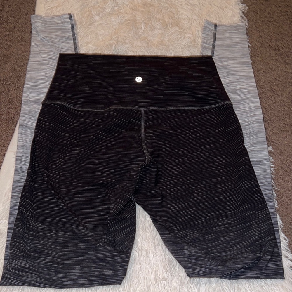 Lululemon Wunder Under Hi-Rise Leggings Ombre Black/Gray/White Size 12